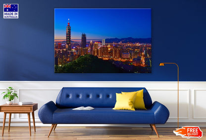 Taipei Cityscape Night View Taiwan Print 100% Australian Made