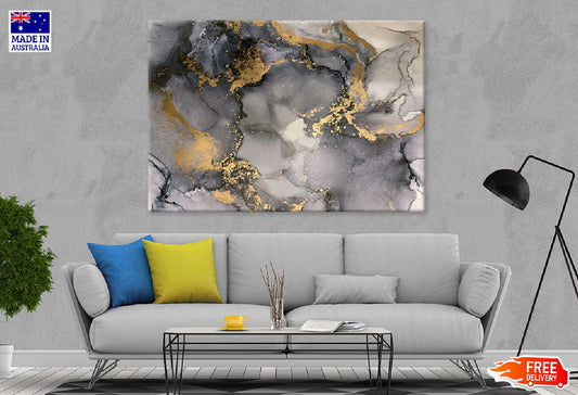 Black Grey & Gold Splash Abstract Design Print 100% Australian Made