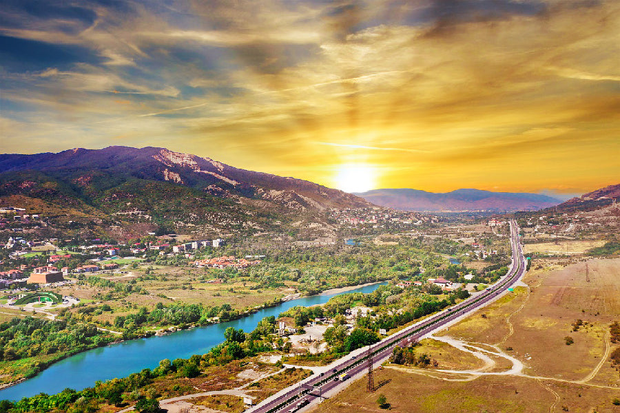Tbilisi National Park Aerial View Sunset Photograph Print 100% Australian Made