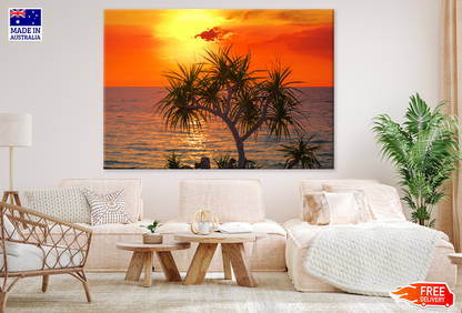 Trees & Sea Sunset Sky Scenery View Print 100% Australian Made