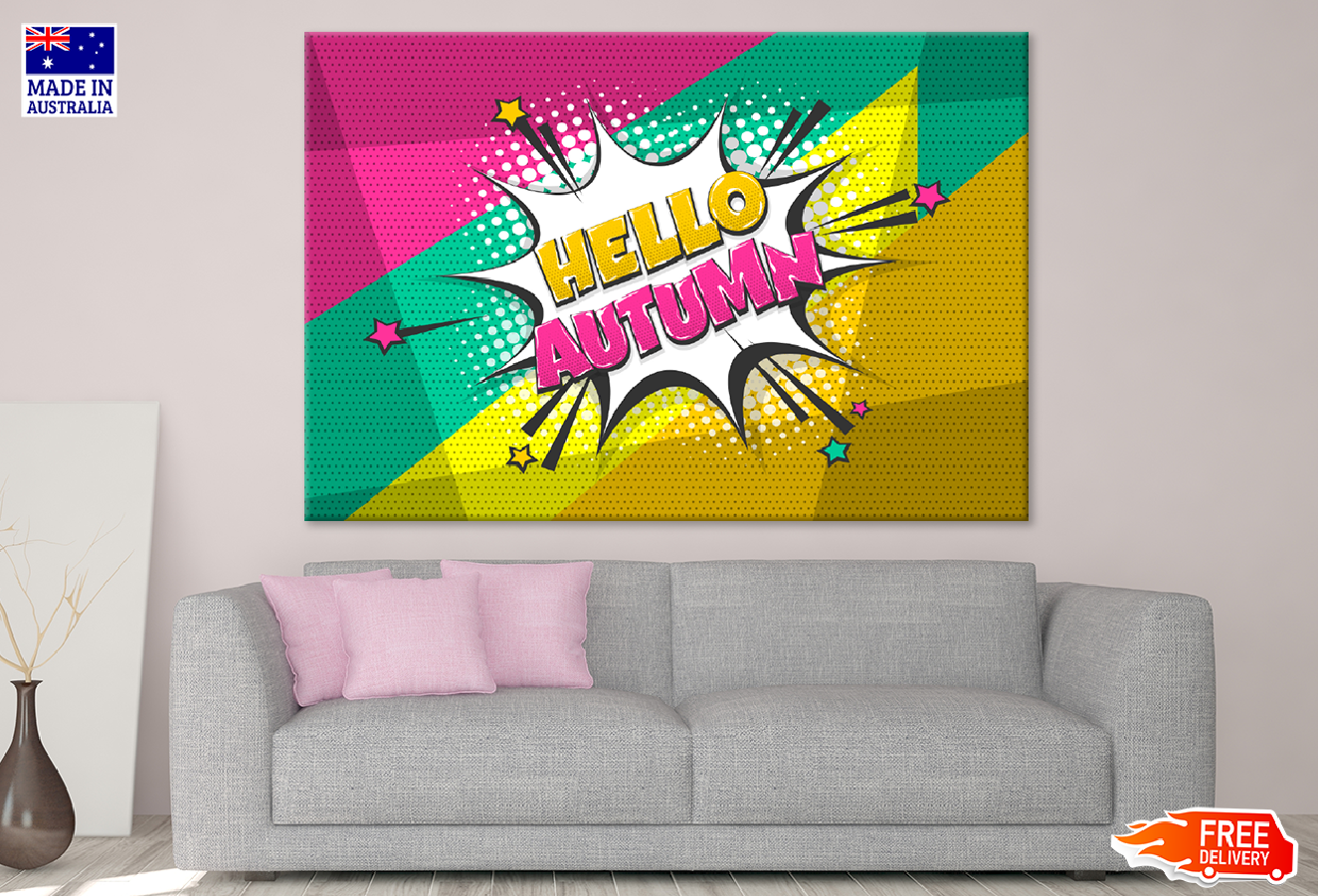 Hello Autumn Quote Colorful Design Print 100% Australian Made