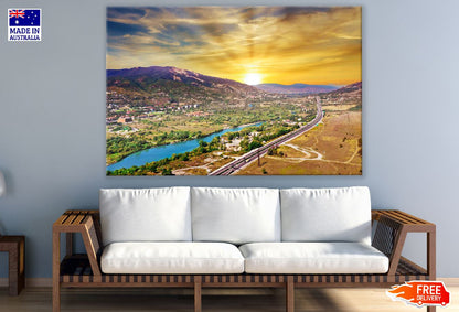 Tbilisi National Park Aerial View Sunset Photograph Print 100% Australian Made