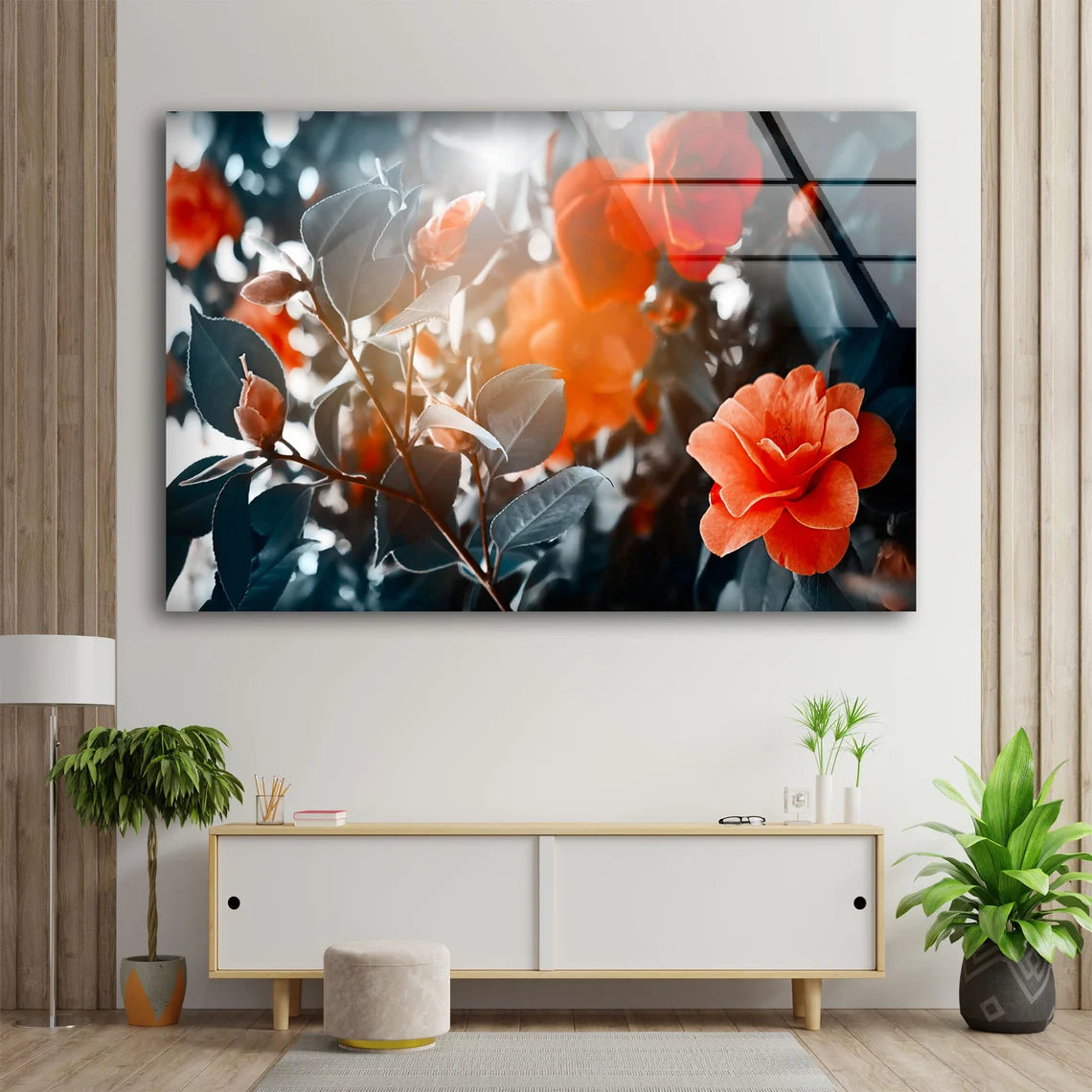 Red Flowers Tree Bush Photograph Acrylic Glass Print Tempered Glass Wall Art 100% Made in Australia Ready to Hang