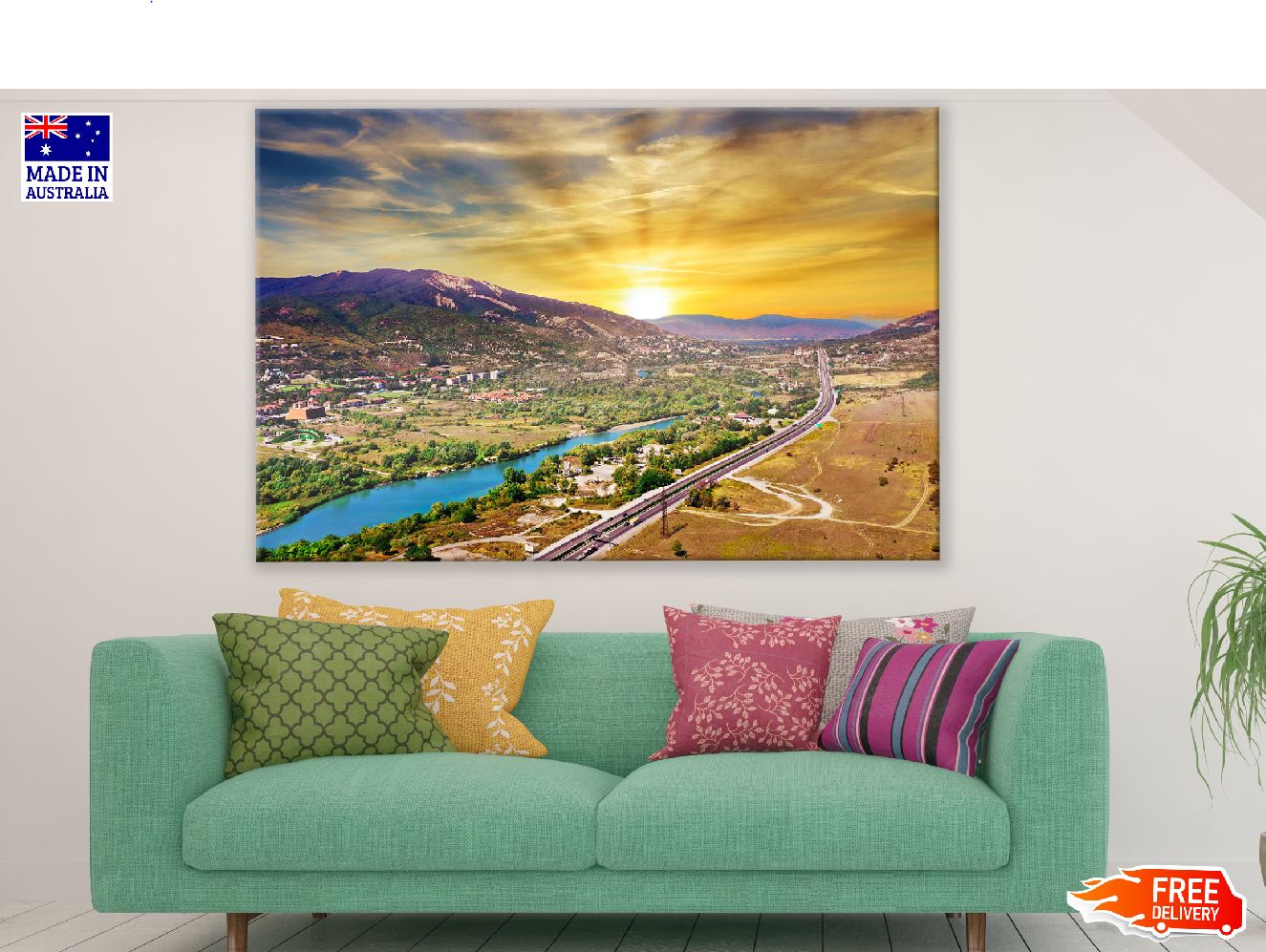 Tbilisi National Park Aerial View Sunset Photograph Print 100% Australian Made