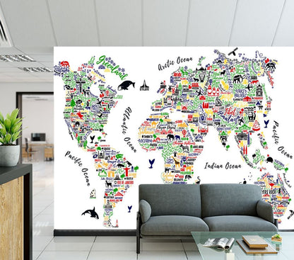 Wallpaper Murals Peel and Stick Removable World Map Vector High Quality