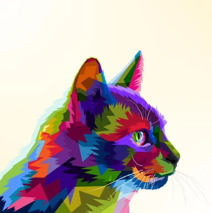 Cat Portrait Abstract Design Home Decor Premium Quality Poster Print Choose Your Sizes