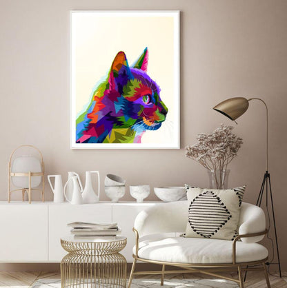 Cat Portrait Abstract Design Home Decor Premium Quality Poster Print Choose Your Sizes