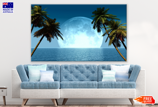 Beach & Moon with Trees Print 100% Australian Made