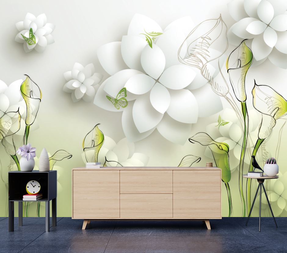 Wallpaper Murals Peel and Stick Removable Colorful 3D Floral Design High Quality