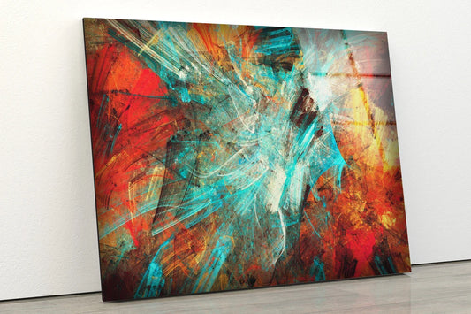 Blue Orange & Red Abstract Design Acrylic Glass Print Tempered Glass Wall Art 100% Made in Australia Ready to Hang