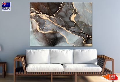 Black White & Gold Abstract Design Print 100% Australian Made