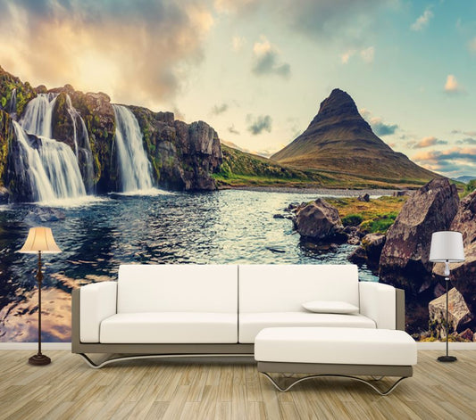 Wallpaper Murals Peel and Stick Removable Waterfall & Mountain High Quality