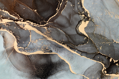 Black White & Gold Abstract Design Print 100% Australian Made