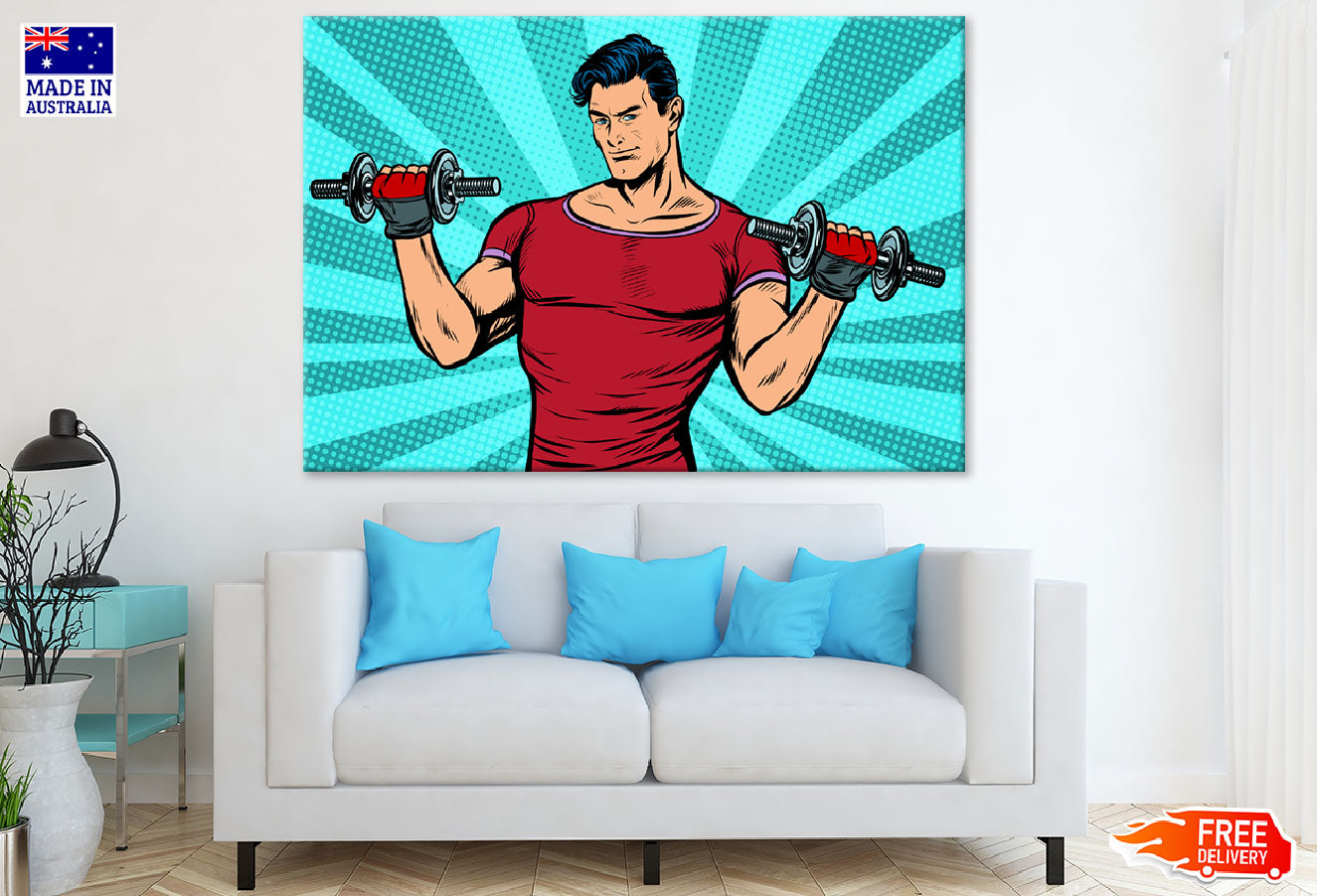 Man Workout Illustration Print 100% Australian Made