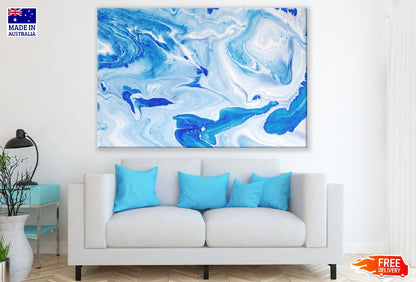 White & Blue Abstract Design Print 100% Australian Made