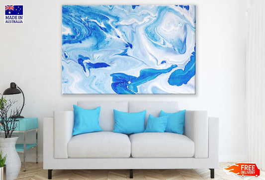 White & Blue Abstract Design Print 100% Australian Made
