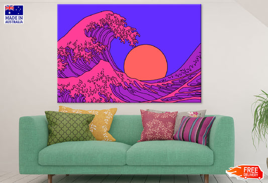 Sea Waves & Sun Illustration Print 100% Australian Made