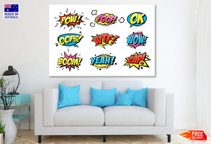 POW OK OOPS Speech Bubbles Illustration Print 100% Australian Made