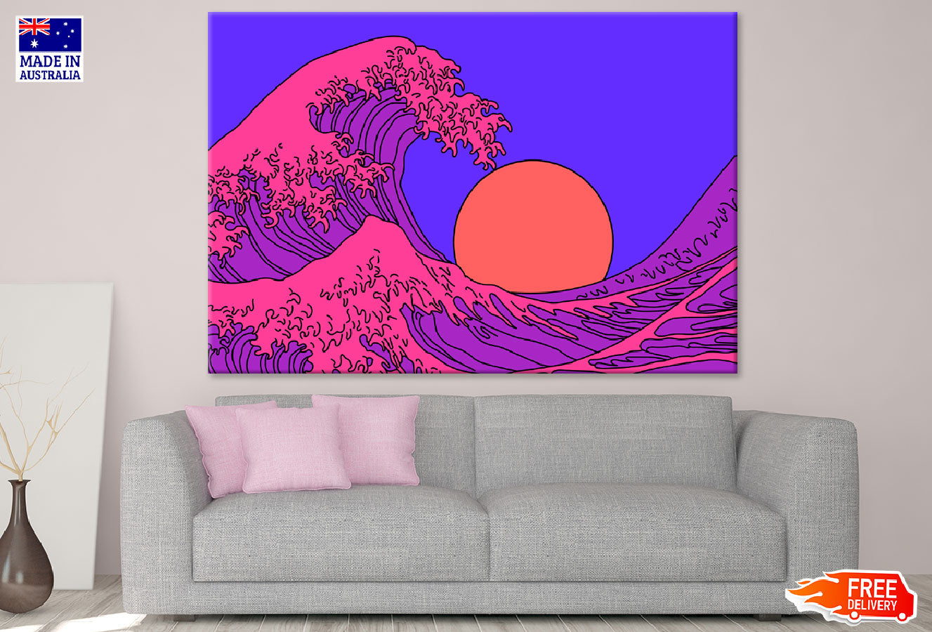 Sea Waves & Sun Illustration Print 100% Australian Made
