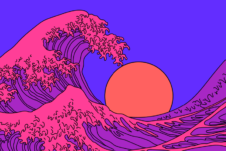 Sea Waves & Sun Illustration Print 100% Australian Made