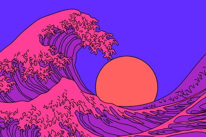 Sea Waves & Sun Illustration Print 100% Australian Made