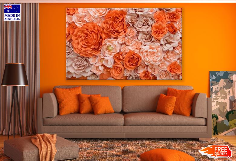 Orange Paper Flower Print 100% Australian Made