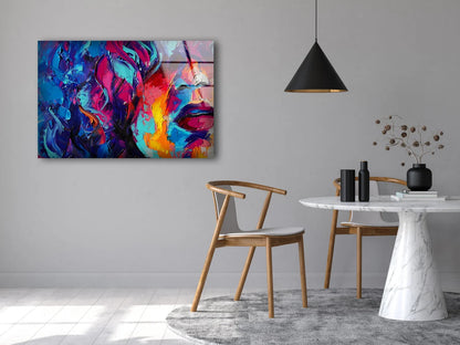 Colorful Abstract Girl Face Oil Painting Acrylic Glass Print Tempered Glass Wall Art 100% Made in Australia Ready to Hang