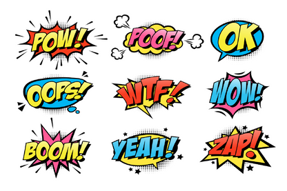 POW OK OOPS Speech Bubbles Illustration Print 100% Australian Made