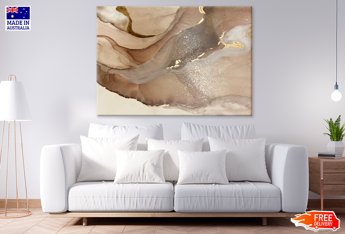 Brown & Gold Abstract Design Print 100% Australian Made