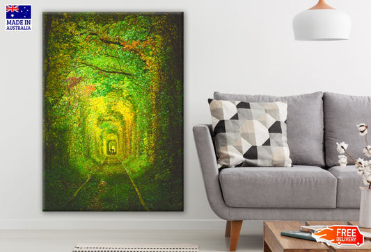 Stunning View of Rail Track Covered with grass Photograph Print 100% Australian Made