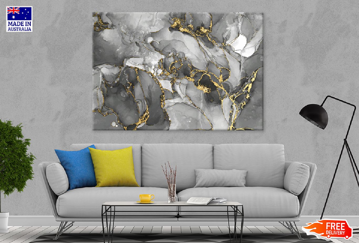 Black & Gold Splash Abstract Design Print 100% Australian Made