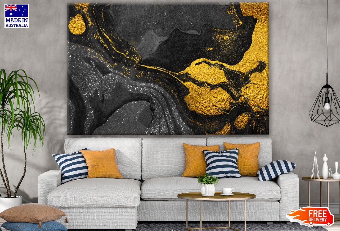 Black & Gold Abstract Granite Design Print 100% Australian Made