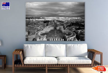 st. Peter's Square B&W Aerial Photograph Print 100% Australian Made