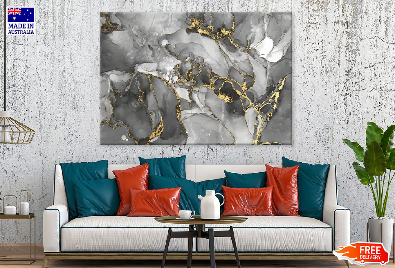 Black & Gold Splash Abstract Design Print 100% Australian Made