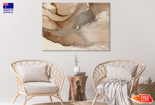 Brown & Gold Abstract Design Print 100% Australian Made
