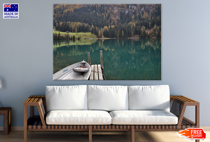 Boat on River & Tree Forest View Photograph Print 100% Australian Made