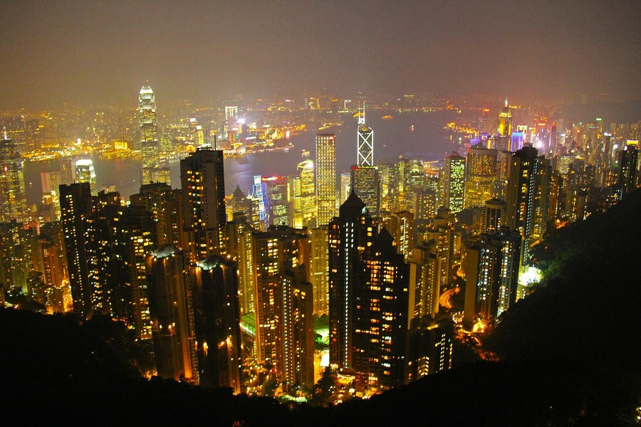 Victoria Peak Hill in Hong Kong Night View Print 100% Australian Made