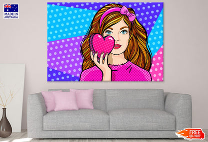 Girl Holding a Heart Colorful Illustration Print 100% Australian Made