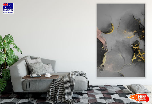 Gold & Grey Abstract Design Print 100% Australian Made