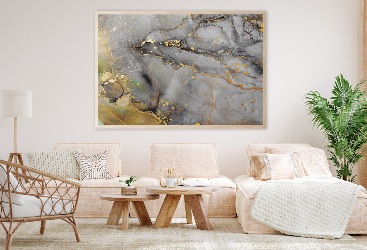 Gray & Gold Abstract Design Home Decor Premium Quality Poster Print Choose Your Sizes