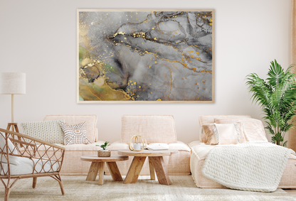 Gray & Gold Abstract Design Home Decor Premium Quality Poster Print Choose Your Sizes