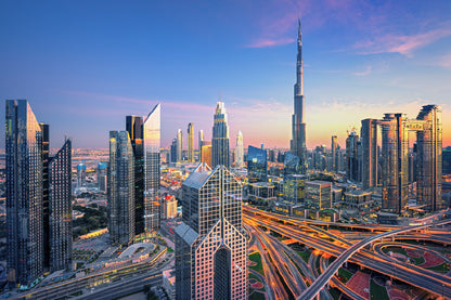 Skyscrapers at Sunset View Photograph Dubai Print 100% Australian Made