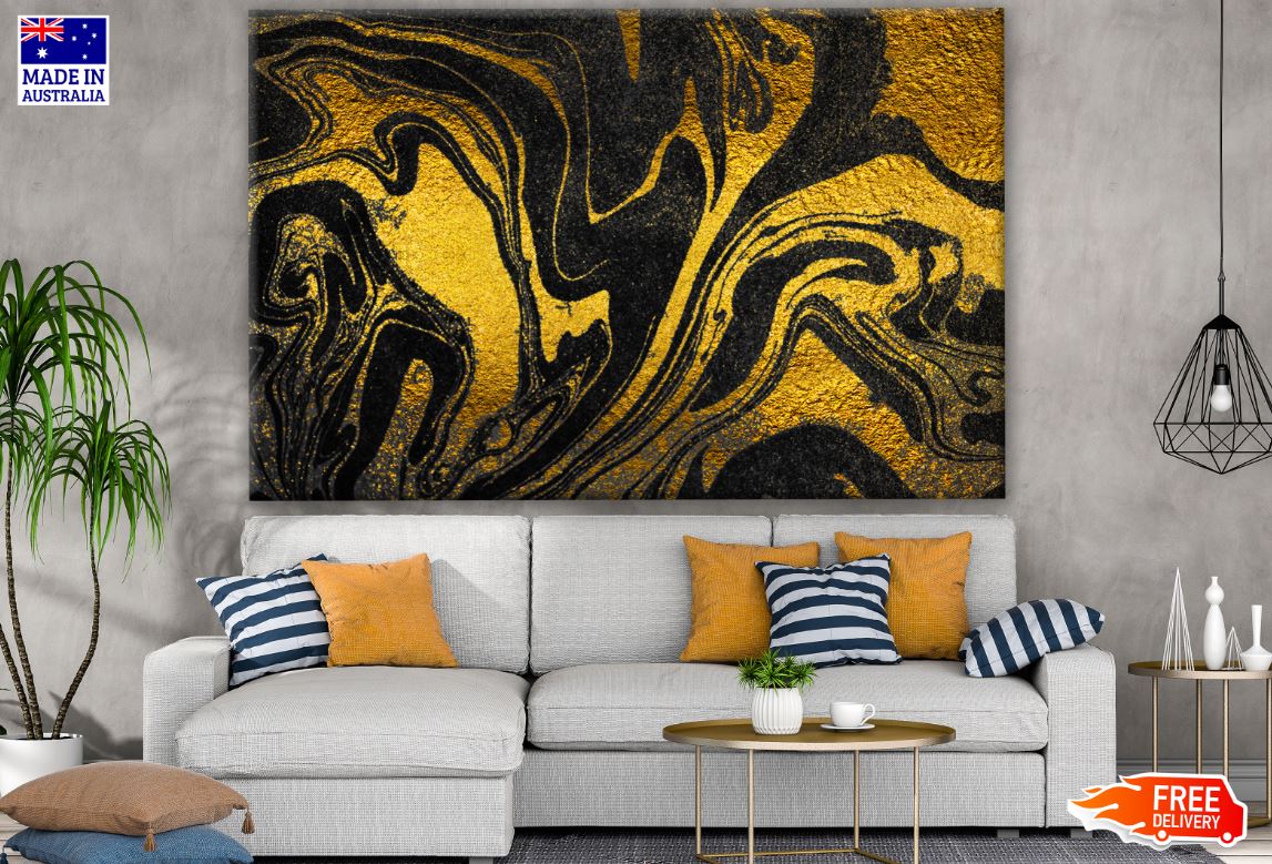 Gold & Black Abstract Granite Design Print 100% Australian Made