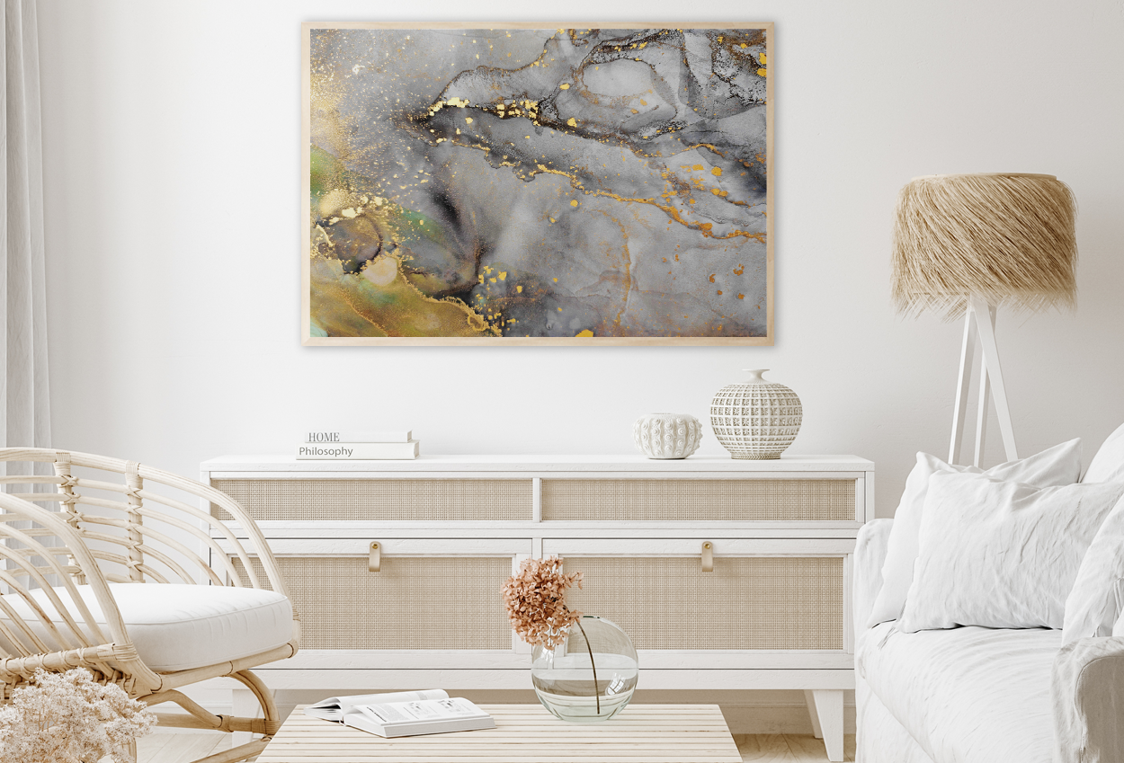 Gray & Gold Abstract Design Home Decor Premium Quality Poster Print Choose Your Sizes