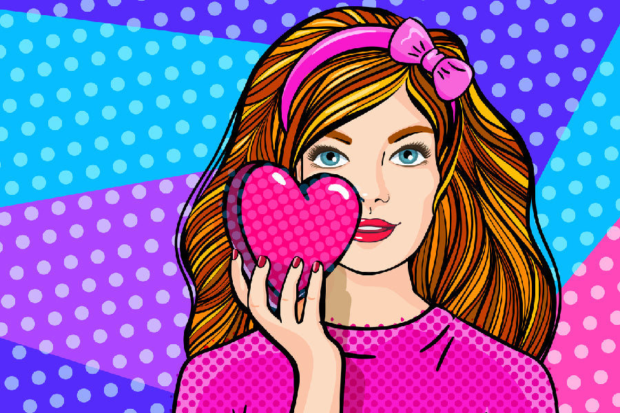 Girl Holding a Heart Colorful Illustration Print 100% Australian Made