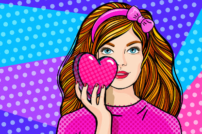 Girl Holding a Heart Colorful Illustration Print 100% Australian Made