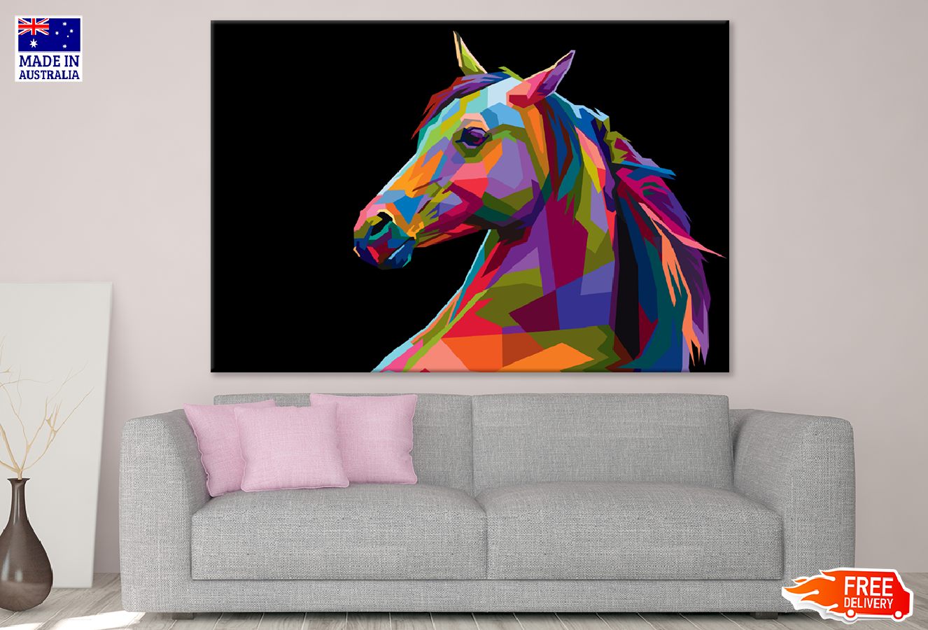Colorful Abstract Horse Design Print 100% Australian Made