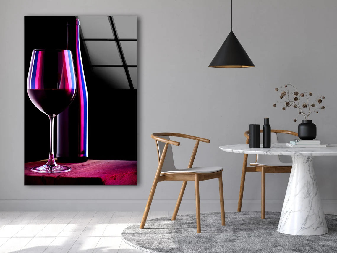 Wine Bottle & Glass Photograph Acrylic Glass Print Tempered Glass Wall Art 100% Made in Australia Ready to Hang