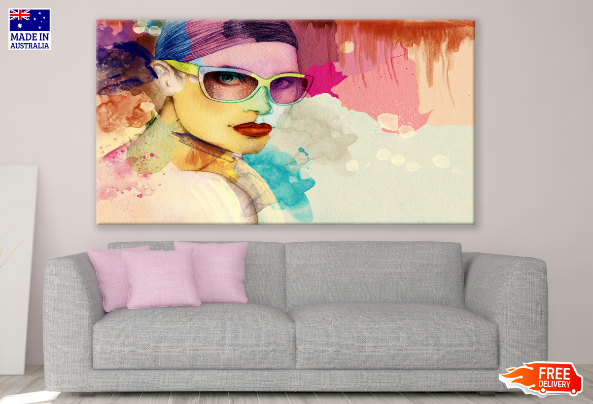 Colourful Girl Face Portrait Painting Print 100% Australian Made