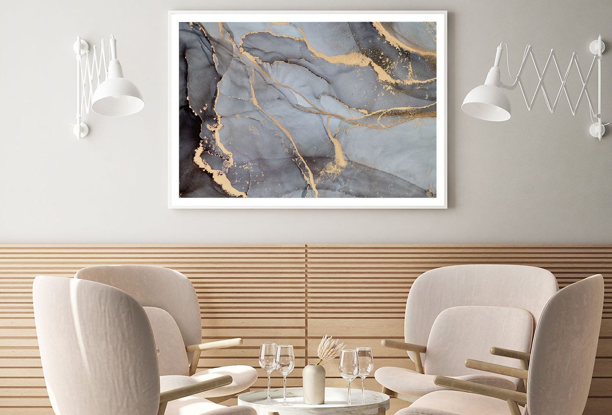 Gray & Gold Abstract Design Home Decor Premium Quality Poster Print Choose Your Sizes